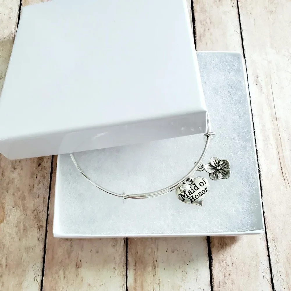 Maid of Honor Charm Bracelet, Wedding Jewelry